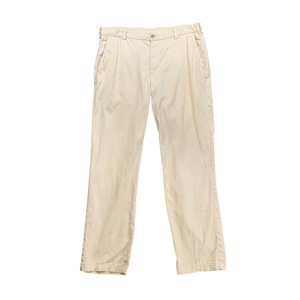 Brooks Brothers Pants Mens 36 Cream Clark Cotton Stretch Flat Front Dress Chino